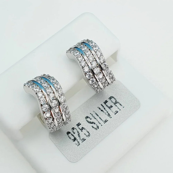 "925 Sterling Silver Cubic Zirconia Earrings, UU1P6A6125 - Picture 6 of 10